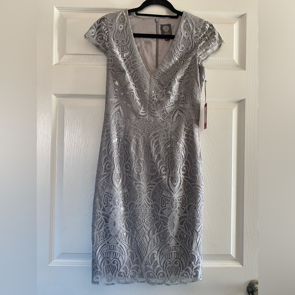 NWT Vince Camuto‎ Grey Lace Dress Size 2